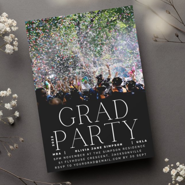 GRAD PARTY | Vita Roligten Universiteten Firande Inbjudningar (Skapare uppladdad)