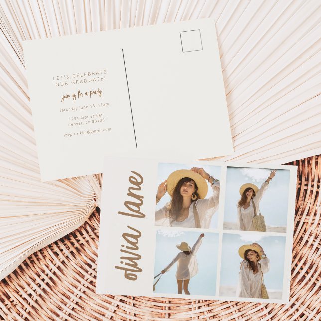 Grad Party-vykort med fyra foto Vykort (Skapare uppladdad)