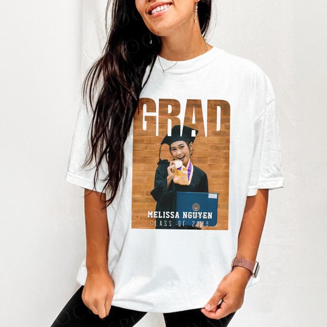 Grad Photo Black Studenten T Shirt (Grad Photo Black Graduation T-Shirt
)