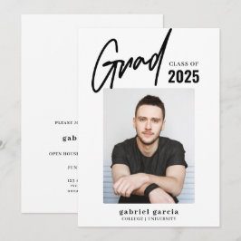 Grad Photo Black White Studentfest Inbjudningar