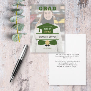 Grad Photo Cap Grönt Guld 2022 Studenten Meddelande
