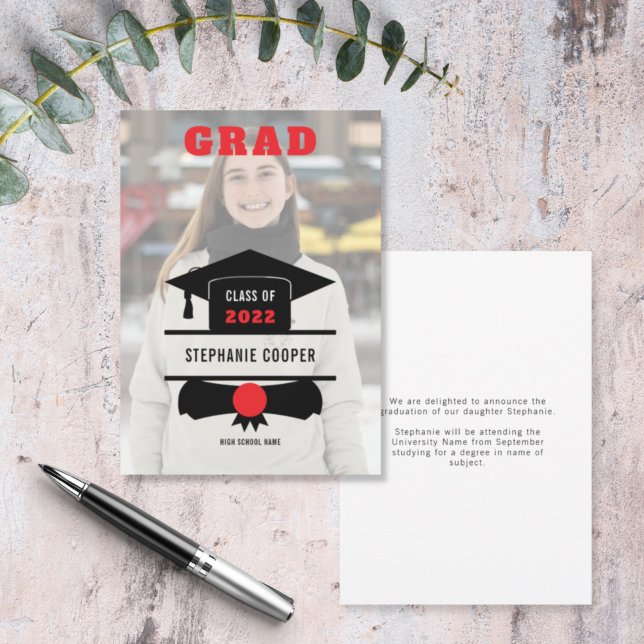 Grad Photo Cap Red Black 2022 Studenten Meddelande (Skapare uppladdad)
