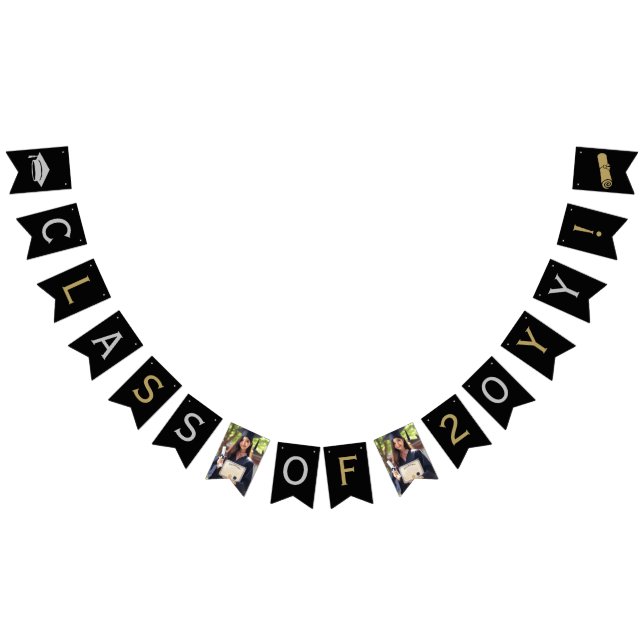 Grad Photo, Cap Tassel Diploma, Silver Guld, Black Vimplar (Alla)