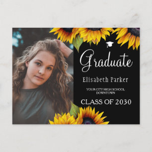 Grad Photo chic sunblommor studenten meddelande Vykort