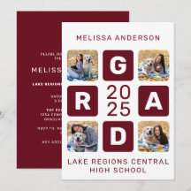 Grad Photo Collage Burgundy Unik Studenten