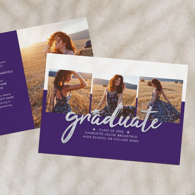 Grad Photo Collage Lila Silver Studenten 2023 (Skapare uppladdad)
