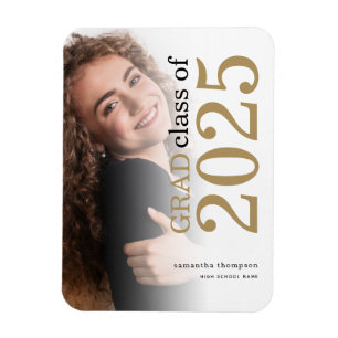 Grad Photo Guld Black 2023 Studenten-meddelande Magnet