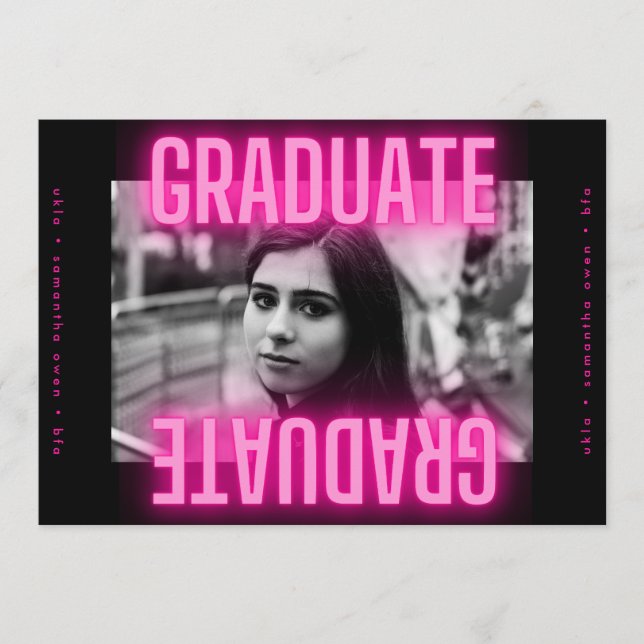 Grad Photo Notice: Snyggt Neon Rosa Meddelande (Framsida)