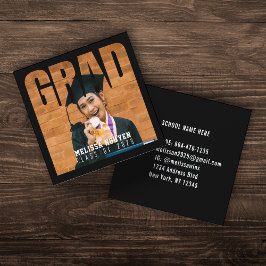 Grad Photo Studenten Black Contact Info Namn Fyrkantigt Visitkort