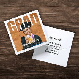 Grad Photo Studenten White Contact Info Namn Fyrkantigt Visitkort