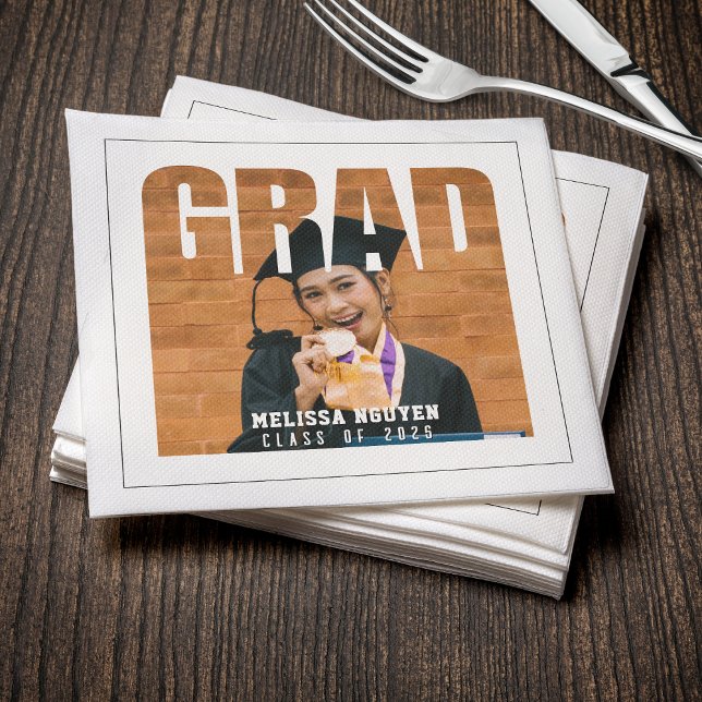 Grad Photo White Studenten Pappersservett (Grad Photo White Graduation Napkins
)