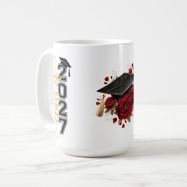 Grad Röda Rosor Kaffemug Kaffemugg (Framsida vänster)