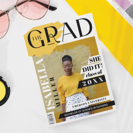 Grad Roligt Trendig Student Photo Magazine Cover Meddelande