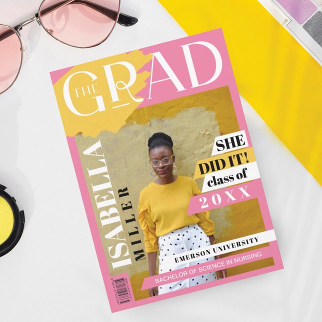 Grad Roligt Trendig Student Photo Magazine Cover Meddelande (Skapare uppladdad)