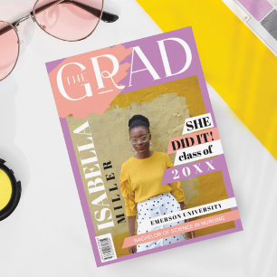Grad Roligt Trendig Student Photo Magazine Cover Meddelande