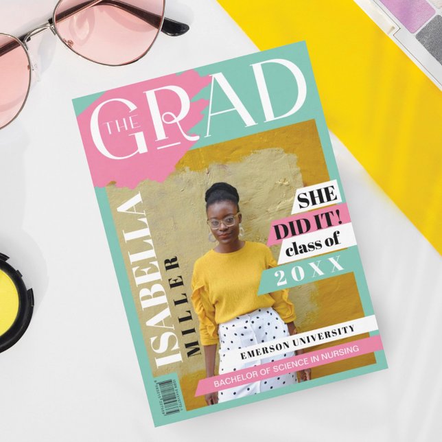 Grad Roligt Trendig Student Photo Magazine Cover Meddelande (Skapare uppladdad)