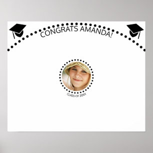 Grad Round Photo Black Large Guest Namnteckning Poster