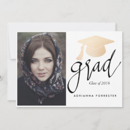 Grad Script Ro-guldfärgat Studenten Hat-foto i Inbjudningar