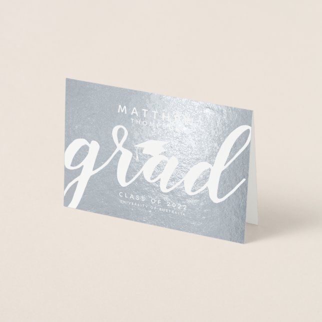 Grad Silver Foil Greeting Card för enkel Elegant Folierat Kort (Framsida)