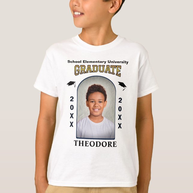 Grad Student Photo Studenten Guld Anpassningsbar T Shirt (Framsida)