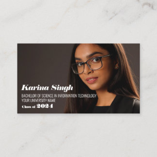 GRAD! Studenten Namn-kort med enkelt foto Visitkort