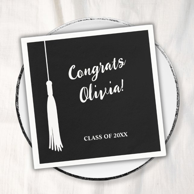 Grad Tassel Personlig Studenten 2024 Pappersservett (Modern 2024 Grad Tassel Personalized Graduation Napkins)