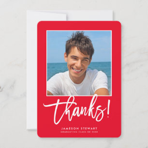 GRAD THANKS - minimalt modernt, enkelt rött foto Tack Kort