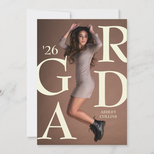 GRAD Typografi Anpassad Foto Examen Meddelande (Framsida)