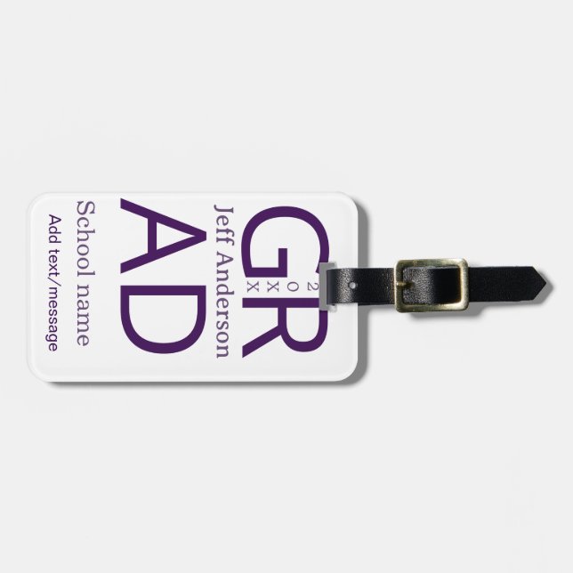 Grad typografi modern examen enkel minimal c bagagebricka (Horisontell Framsida)