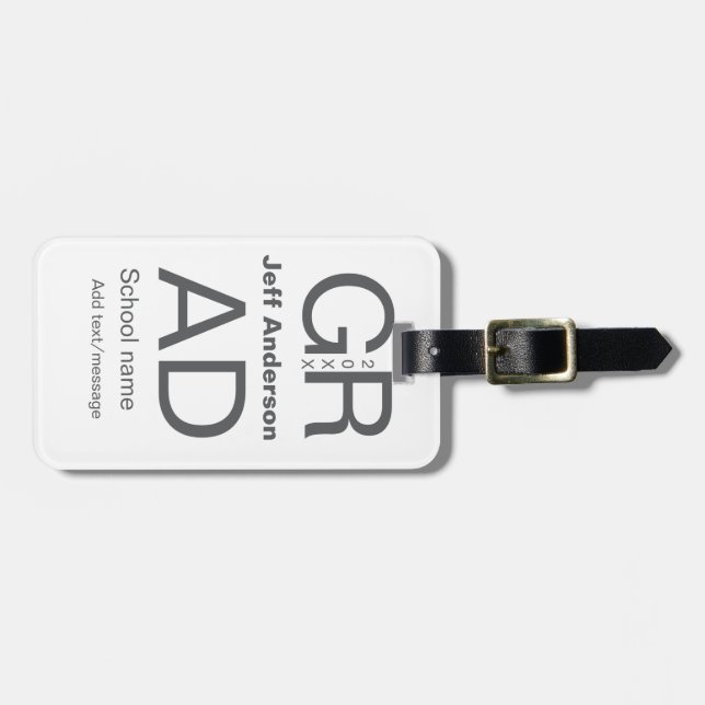 Grad-typografi modern studenten enkel minimal c bagagebricka (Horisontell Framsida)