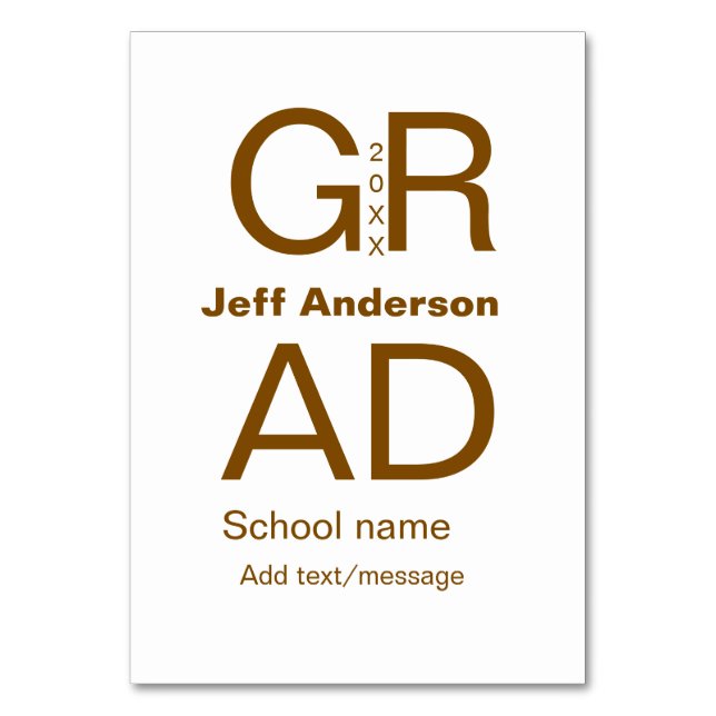 Grad-typografi modern studenten enkel minimal c bordsnummer (Framsidan)