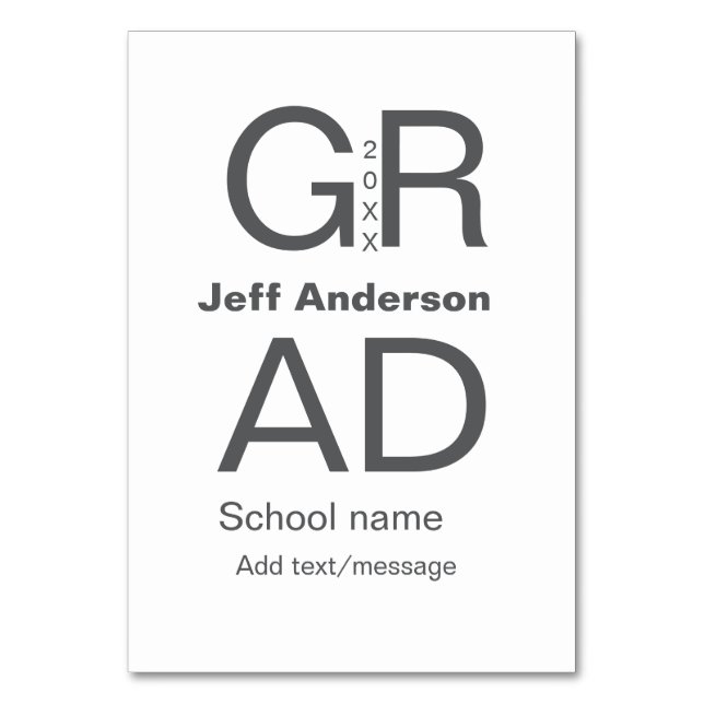 Grad-typografi modern studenten enkel minimal c bordsnummer (Framsidan)