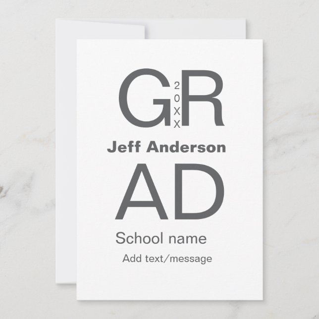 Grad-typografi modern studenten enkel minimal c inbjudningar (Framsida)