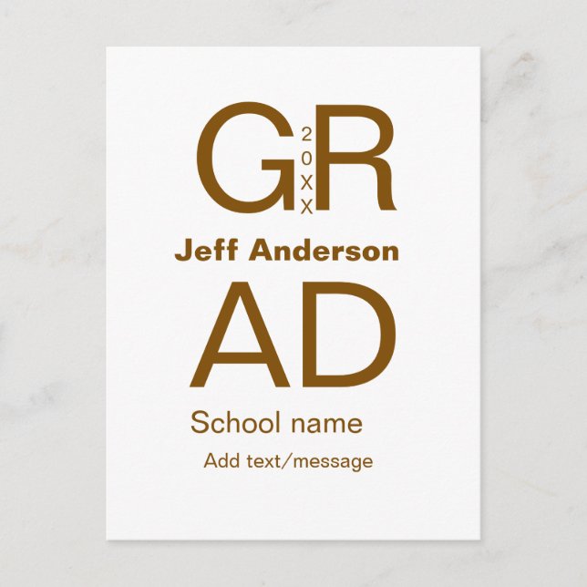 Grad-typografi modern studenten enkel minimal c vykort (Framsida)