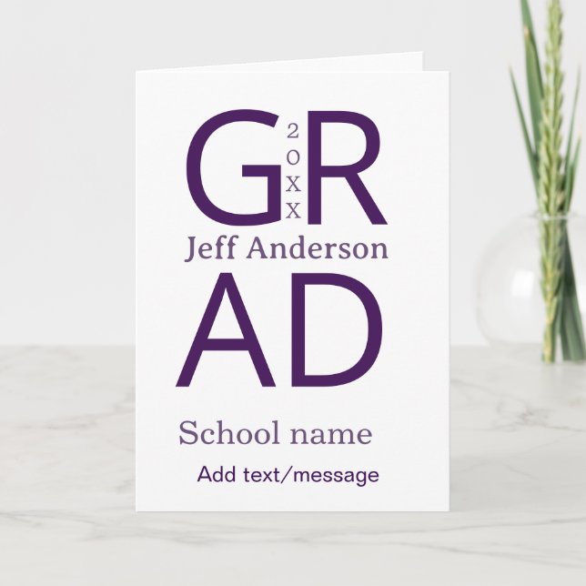 Grad typography modern graduation simple minimal c kort (Framsida)