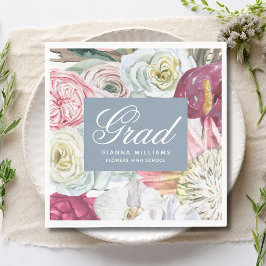 Grad Watercolor Blommigt Elegant Modern Studenten Pappersservett