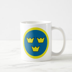 Gradbeteckning för tre kronasvensk kaffemugg