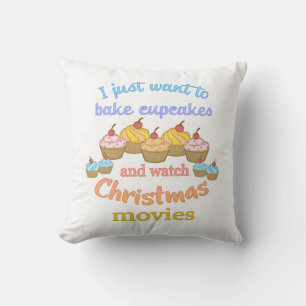 Grädda Cupcakes Titta på julfilmer Kudde