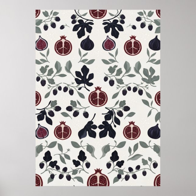 Grädde Granatäpple Fikon Björnbär Folklig Poster (Framsidan)