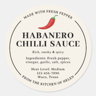 Grädde Hemlagad Habanero Chili Sås Burk Etikett
