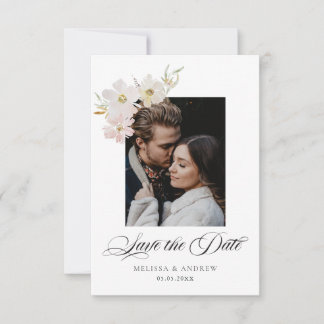 Grädde och  vattenfärgsblommor Spara datum Datumet