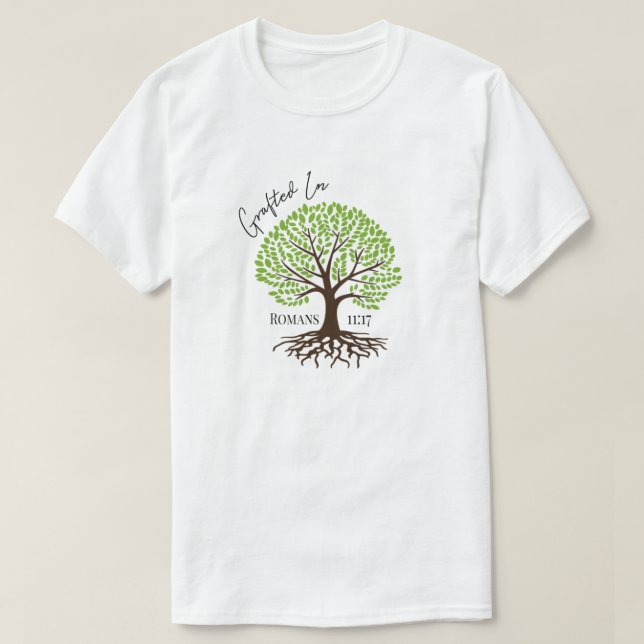 Graderad i Jesus Savior Grönt Livets träd T Shirt (Design framsida)