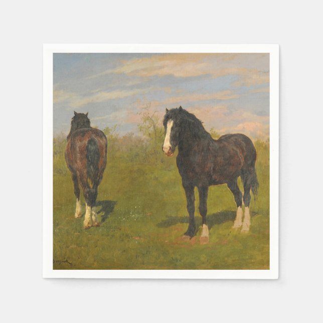 Graderande hästar (av Rosa Bonheur) Pappersservett (Framsidan)