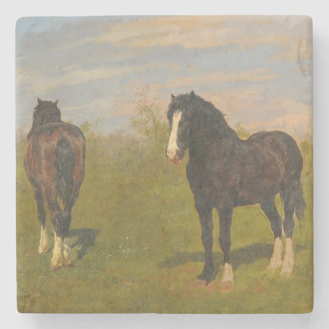 Graderande hästar (av Rosa Bonheur) Stenunderlägg (Framsidan)