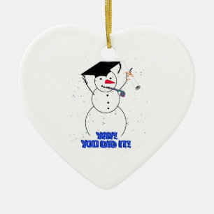 Graderande Snögubbar.. Du gjorde det! Julgransprydnad Keramik