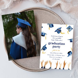 Graderat foto l Lycklig Blue Hats Party Inbjudningar