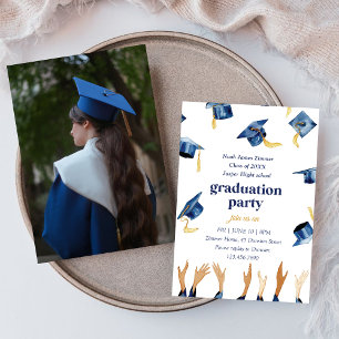 Graderat foto l Lycklig Blue Hats Party Inbjudningar