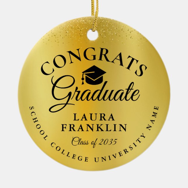 Graderingsglädje Guld Glitter Folie Julgransprydnad Keramik (Framsidan)