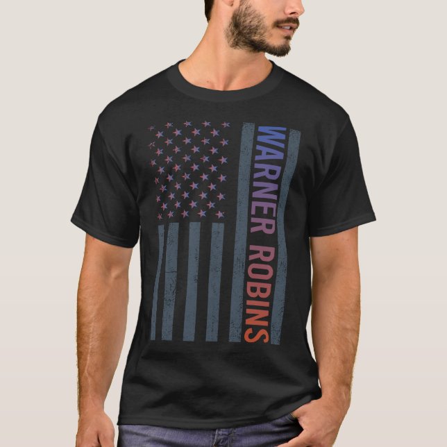 Gradient American Flagga Warner Robins T Shirt (Framsida)