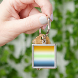 Gradient AroAce Agender Stolthet Fyrkantig Silverfärgad Nyckelring